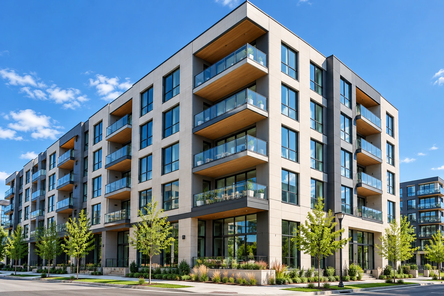 Modern multifamily apartment building architecture